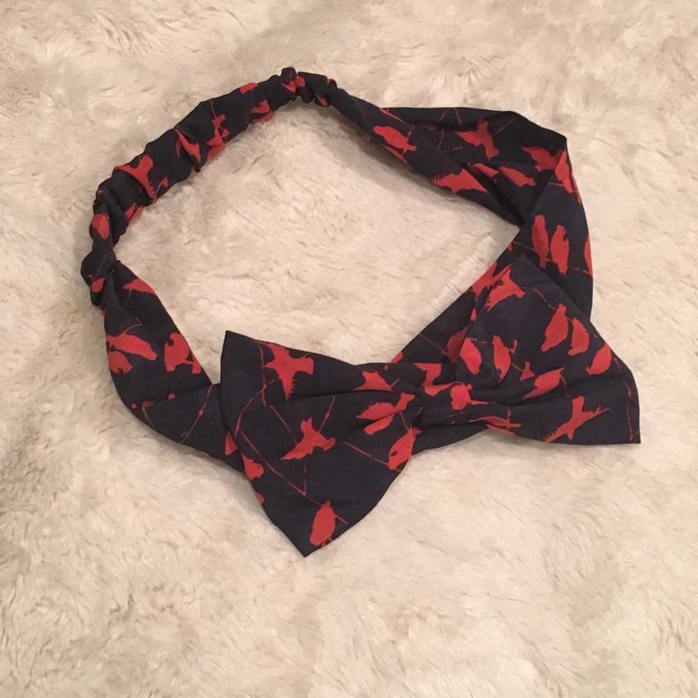 Red bird pattern headband